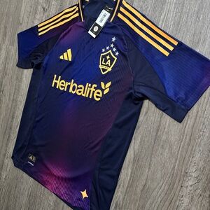 Adidas LA Galaxy MLS Soccer Jersey Authentic Mens L Purple Blue NWT 25/26 Away